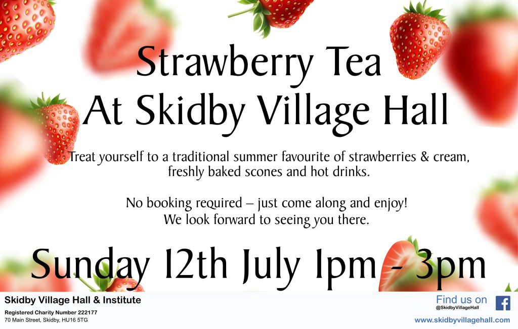 Strawberry Tea Sunday 12th July 2026 1pm to 3pm
