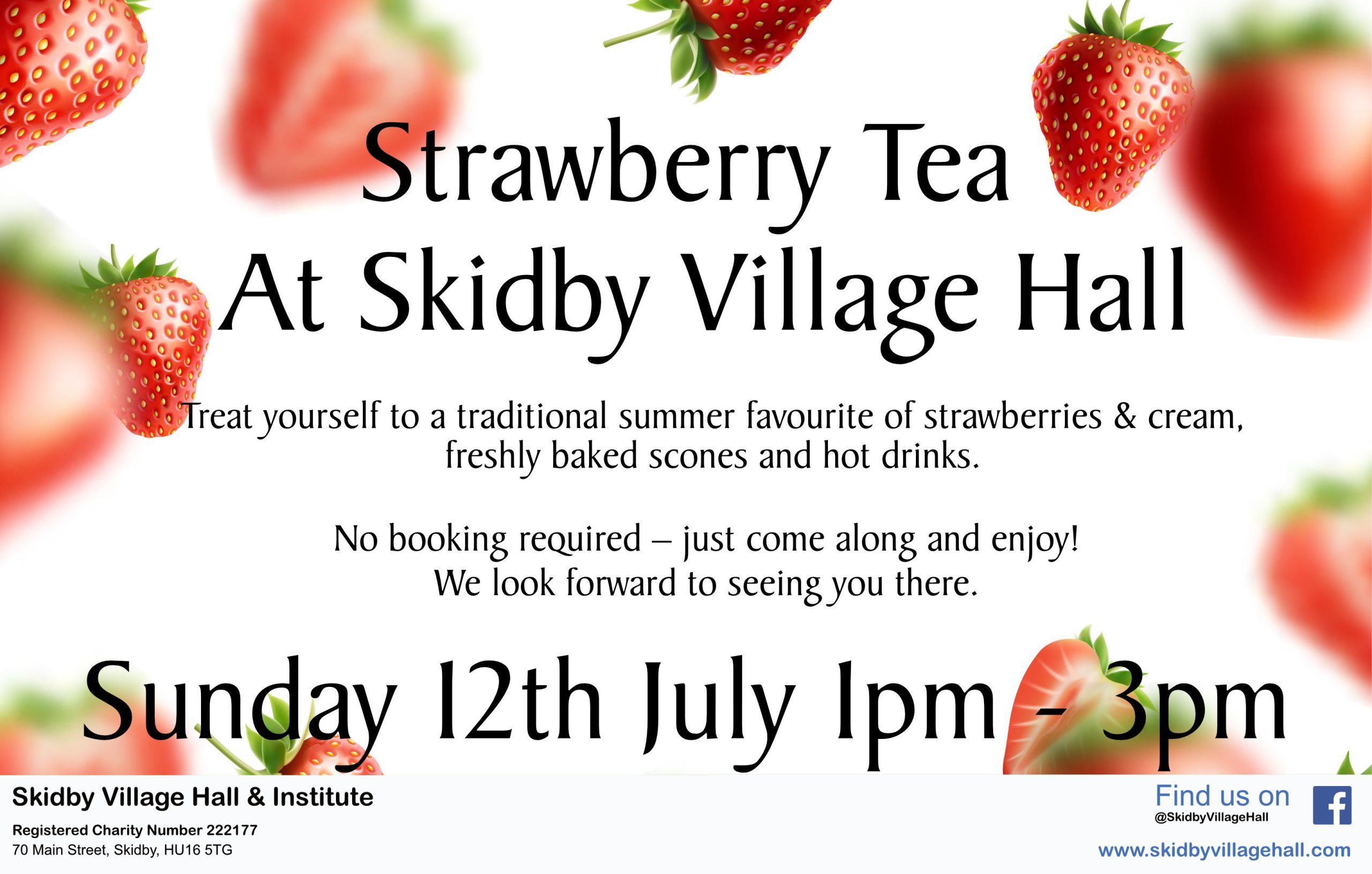 Strawberry Tea Sunday 12th July 2026 1pm to 3pm